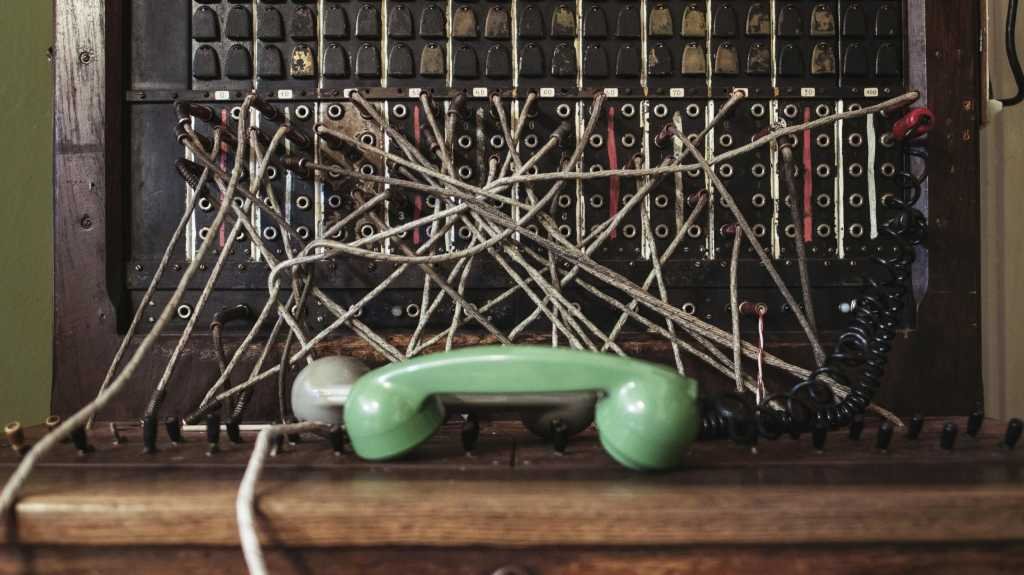 Old telephone pbx switchboard